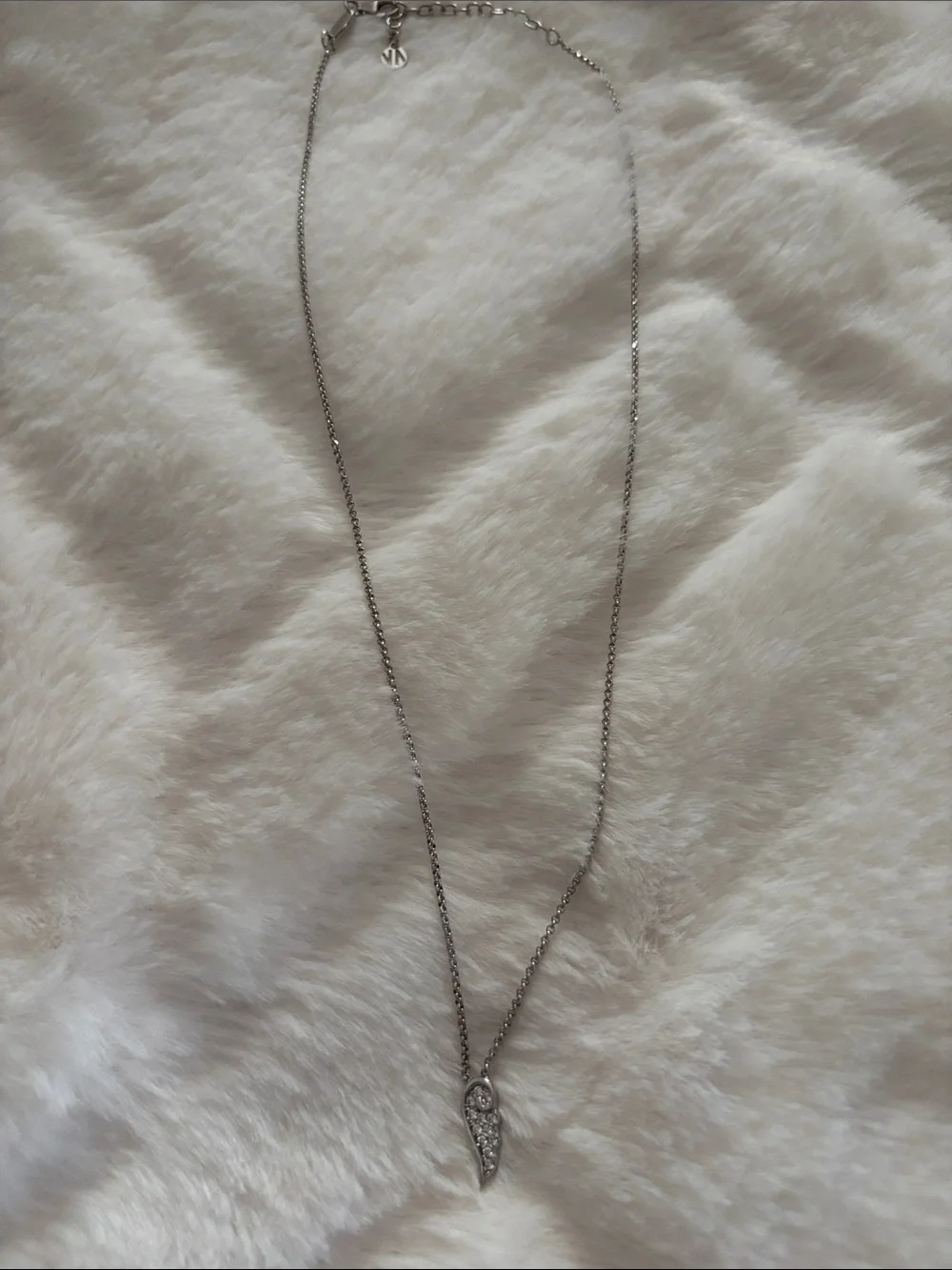 Sterling Silver Crystal half angel wing  Pendant Necklace - Unbranded